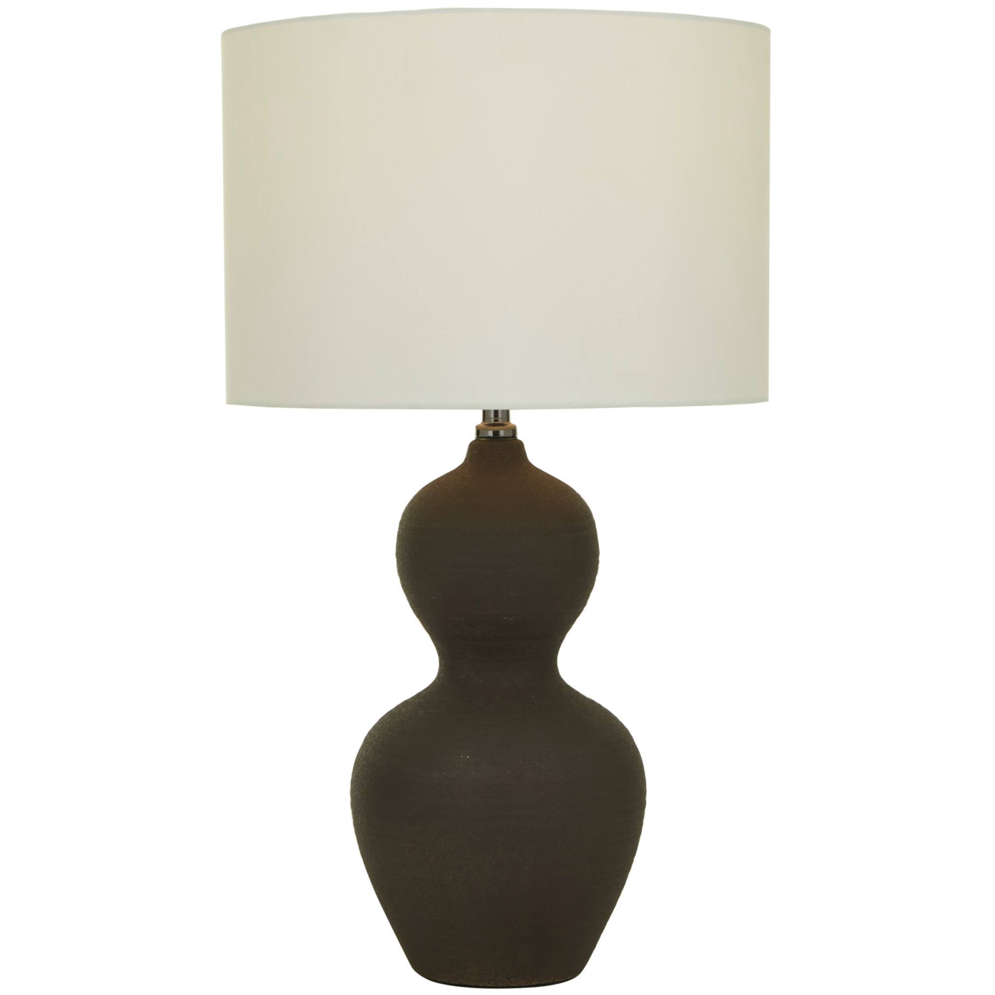 CosmoLiving by Cosmopolitan Black Ceramic Gourd Style Base Table Lamp with Drum Shade 15" x 15" x 26"